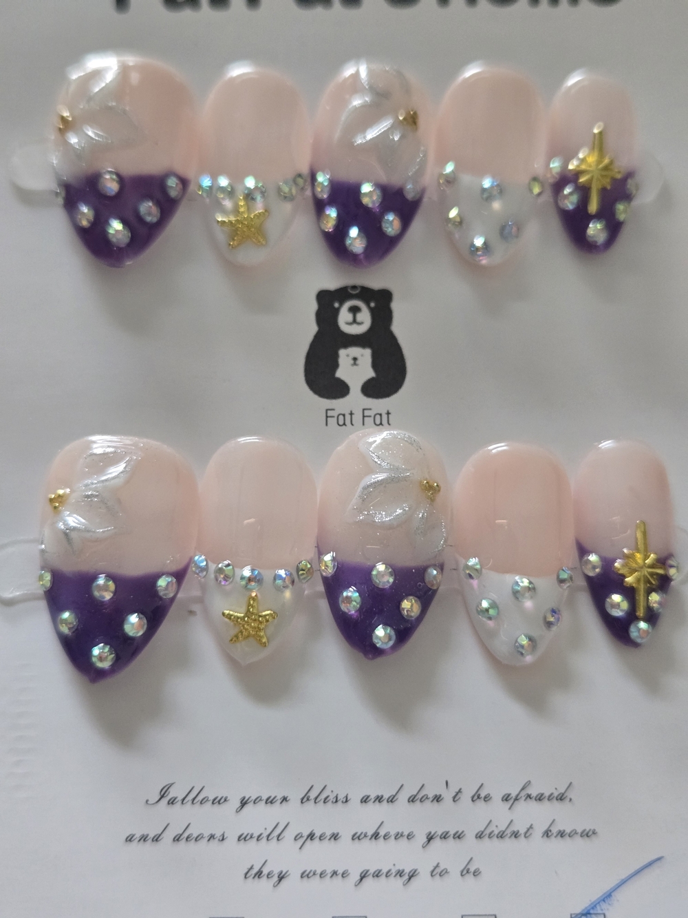Fat Press-On Nails Purple & Pink NWT